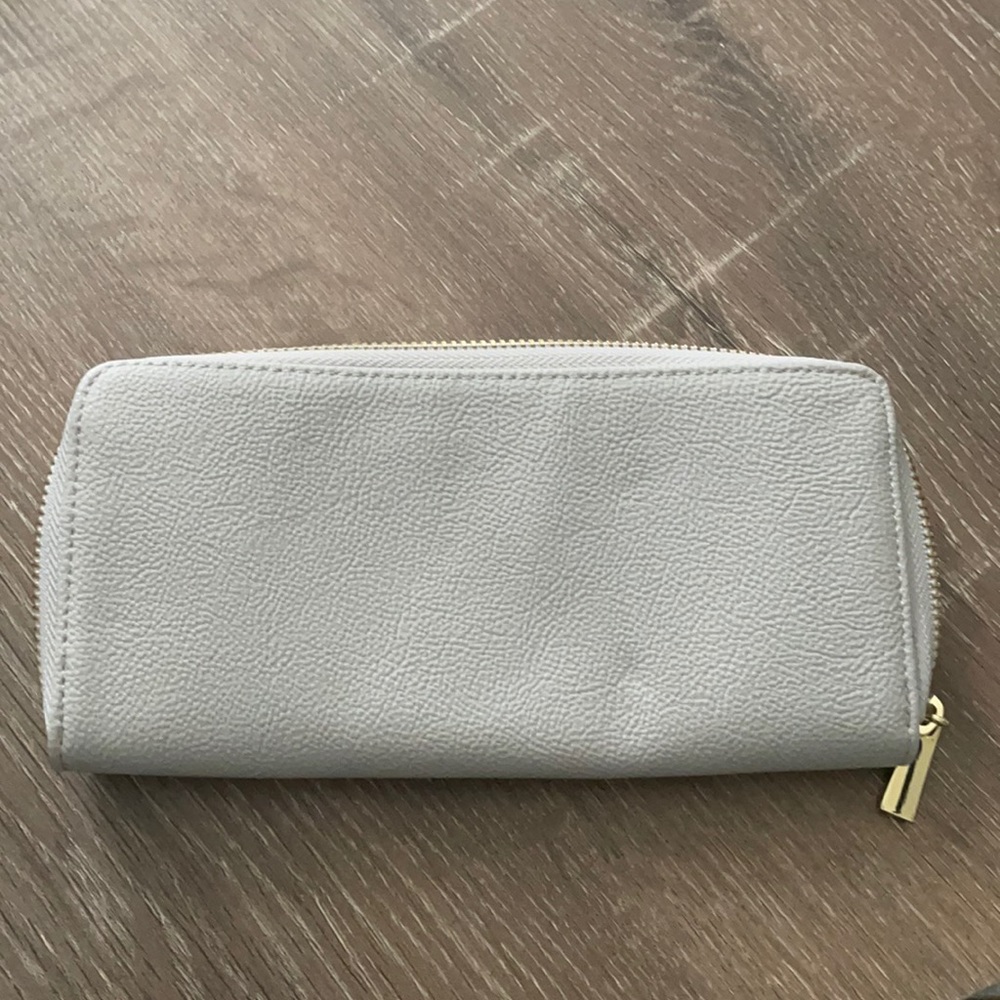 Grey Wallet with Gold Hardware